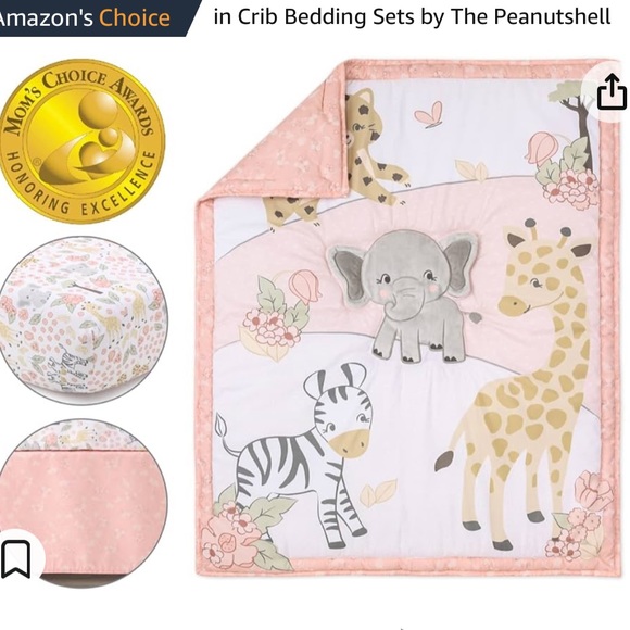 New Baby Girl Peanutshell Wildest Dreams Crib Bedding Set- 3 piece - NWT - Picture 2 of 5